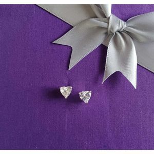 Swarovski Elements heart shaped clear crystal silver tone earrings